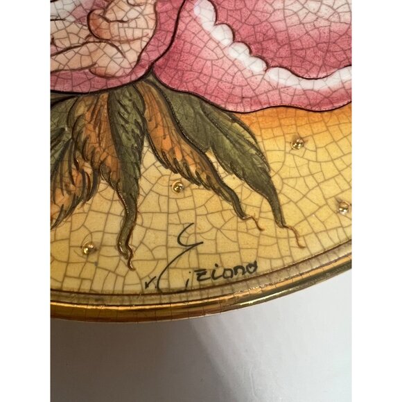 Veneto Flair 1978 Flower Children Plate By V. Tiziano Hand Etched & Painted Limi - Picture 5 of 6